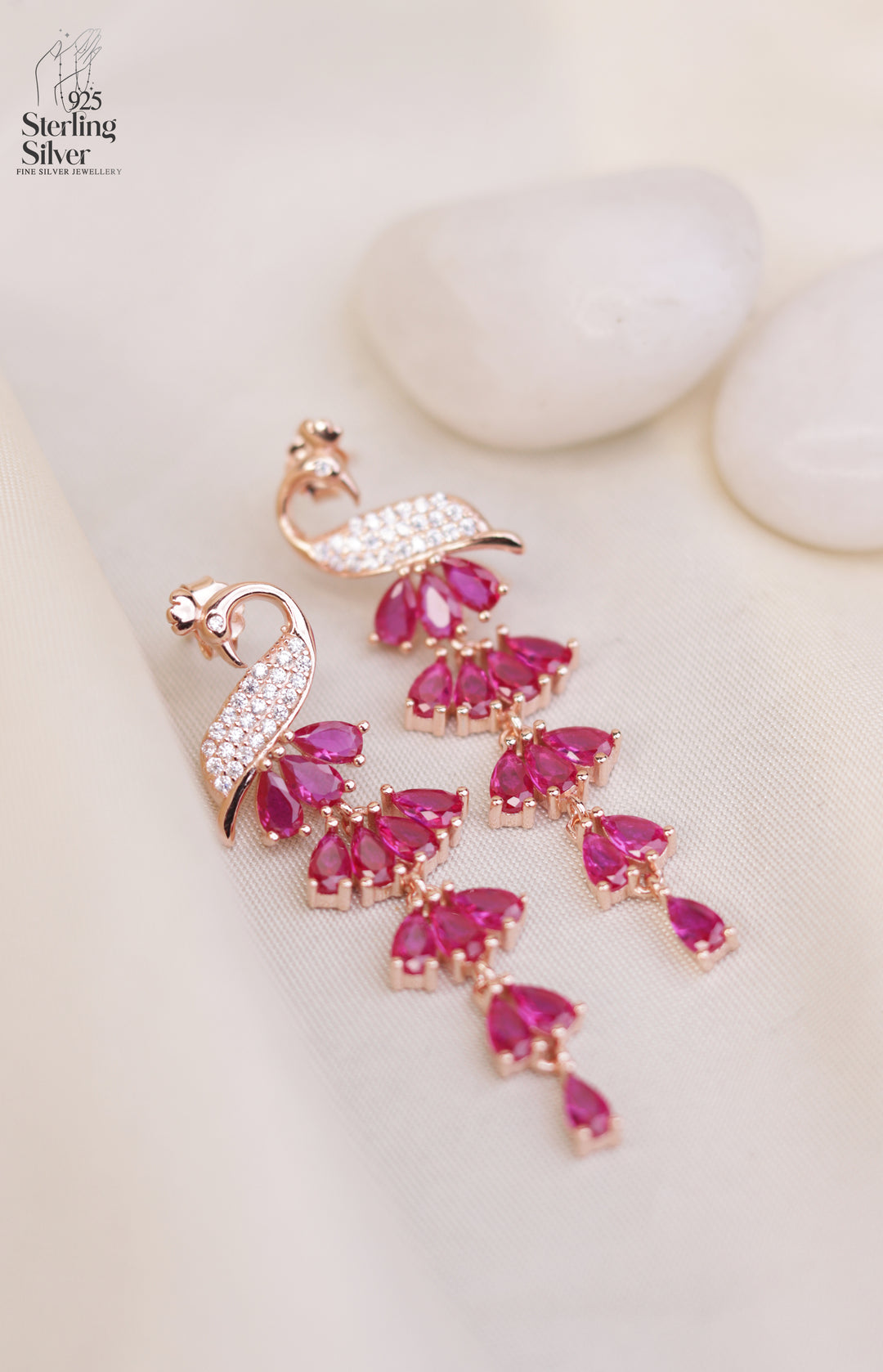 Magnificent Peacock 925 Sterling Silver Earrings