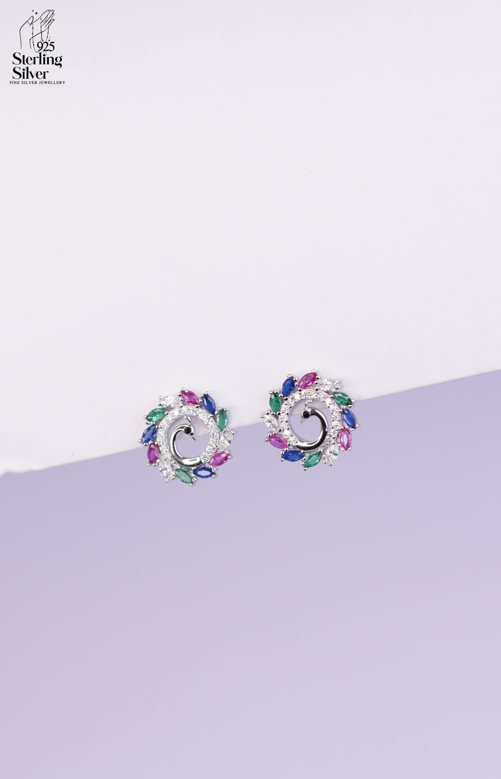 Magnificent Peacock 925 Sterling Silver Necklace Set