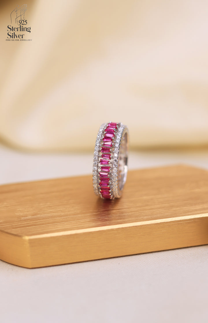Amethyst Harmony 925 Sterling Silver Band Ring