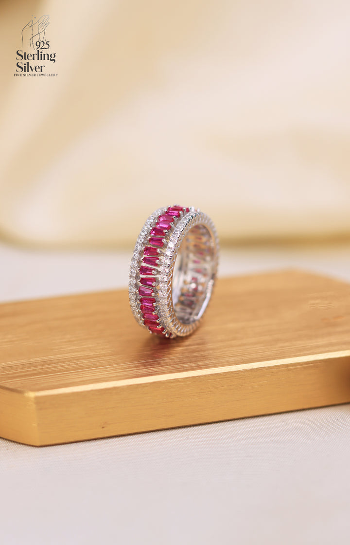Amethyst Harmony 925 Sterling Silver Band Ring