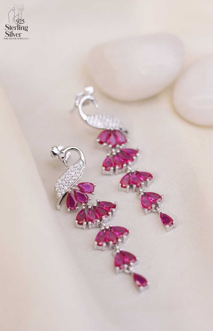Magnificent Peacock 925 Sterling Silver Earrings