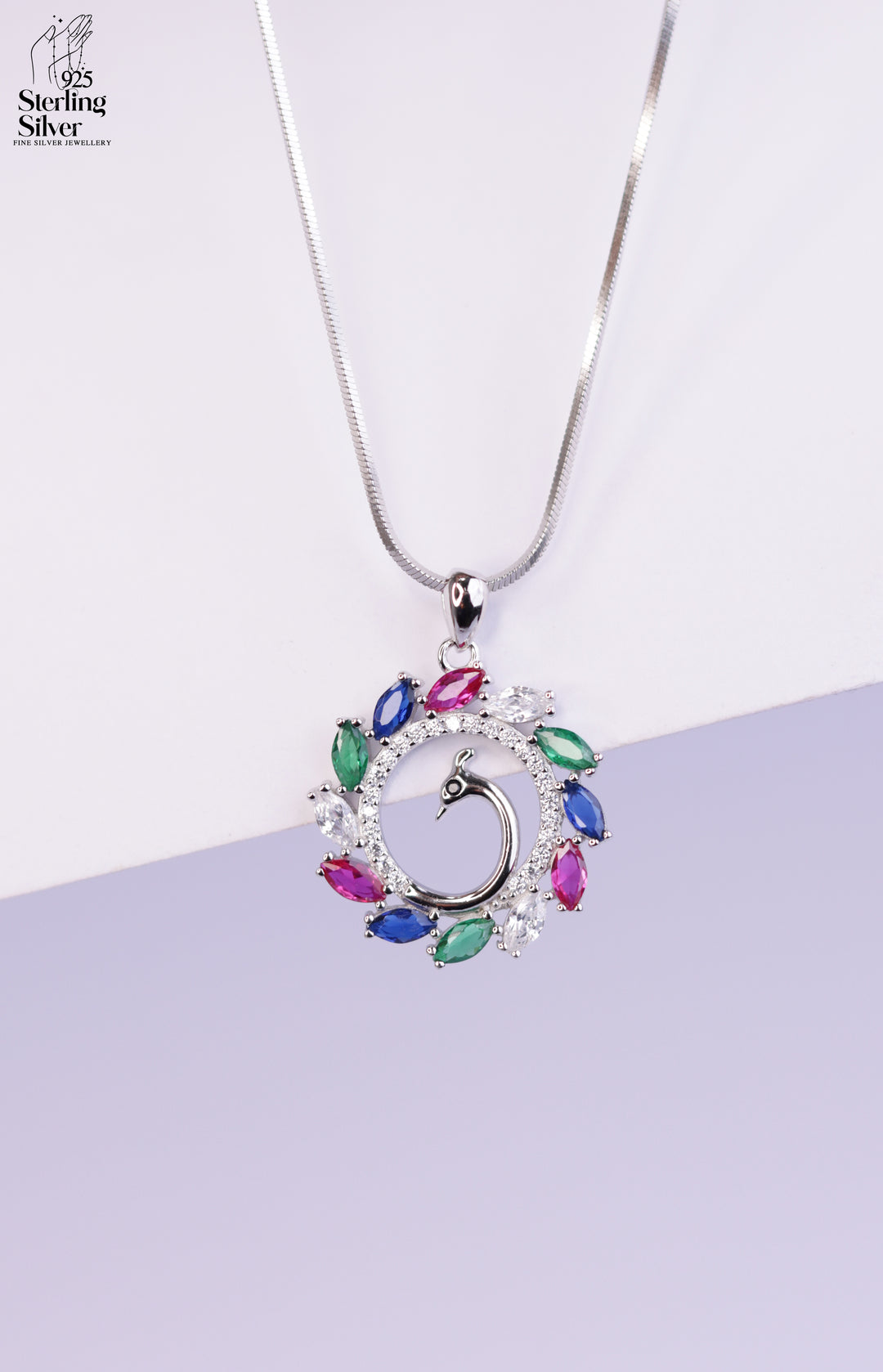 Magnificent Peacock 925 Sterling Silver Necklace Set