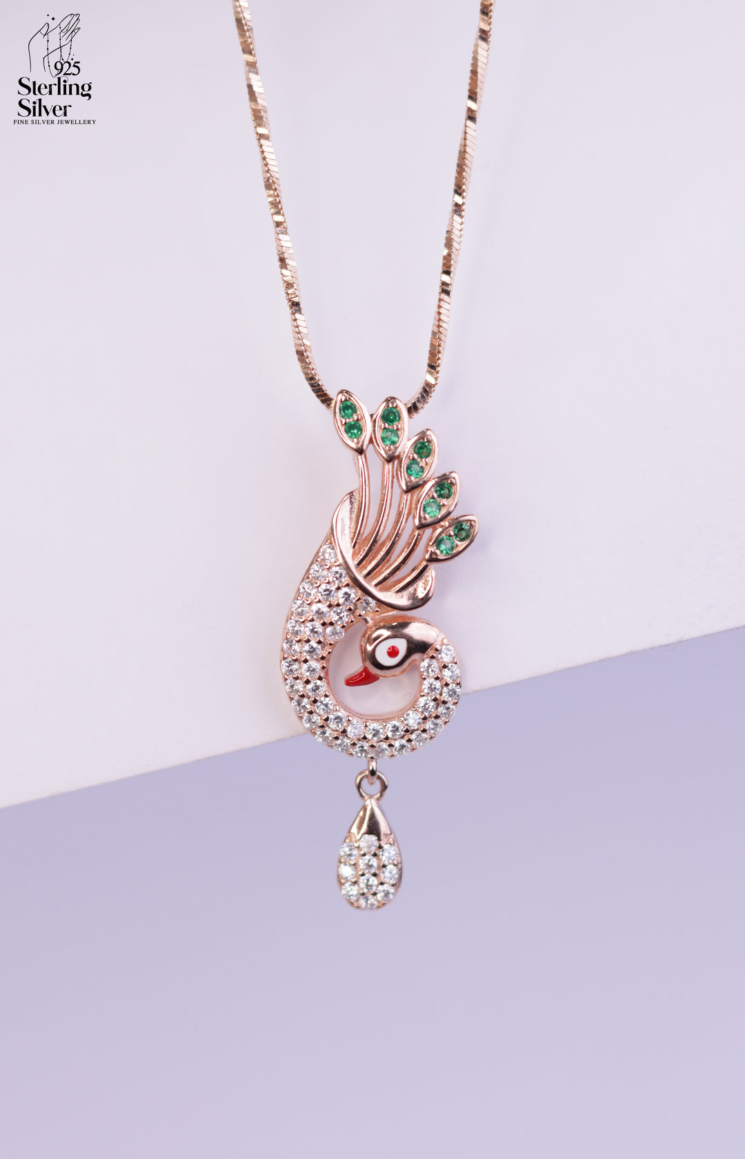 Peacock 925 Sterling Silver Pendant Set