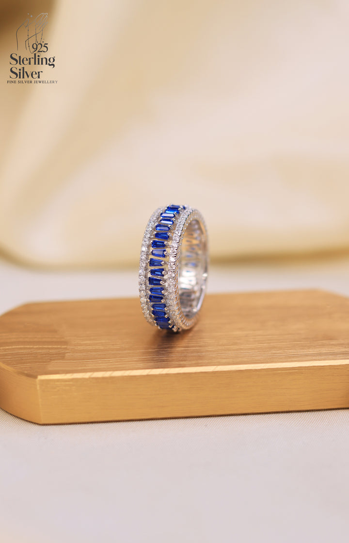Royal Blue Agate 925 Sterling Silver Band Ring