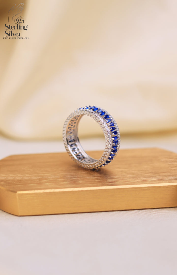 Royal Blue Agate 925 Sterling Silver Band Ring