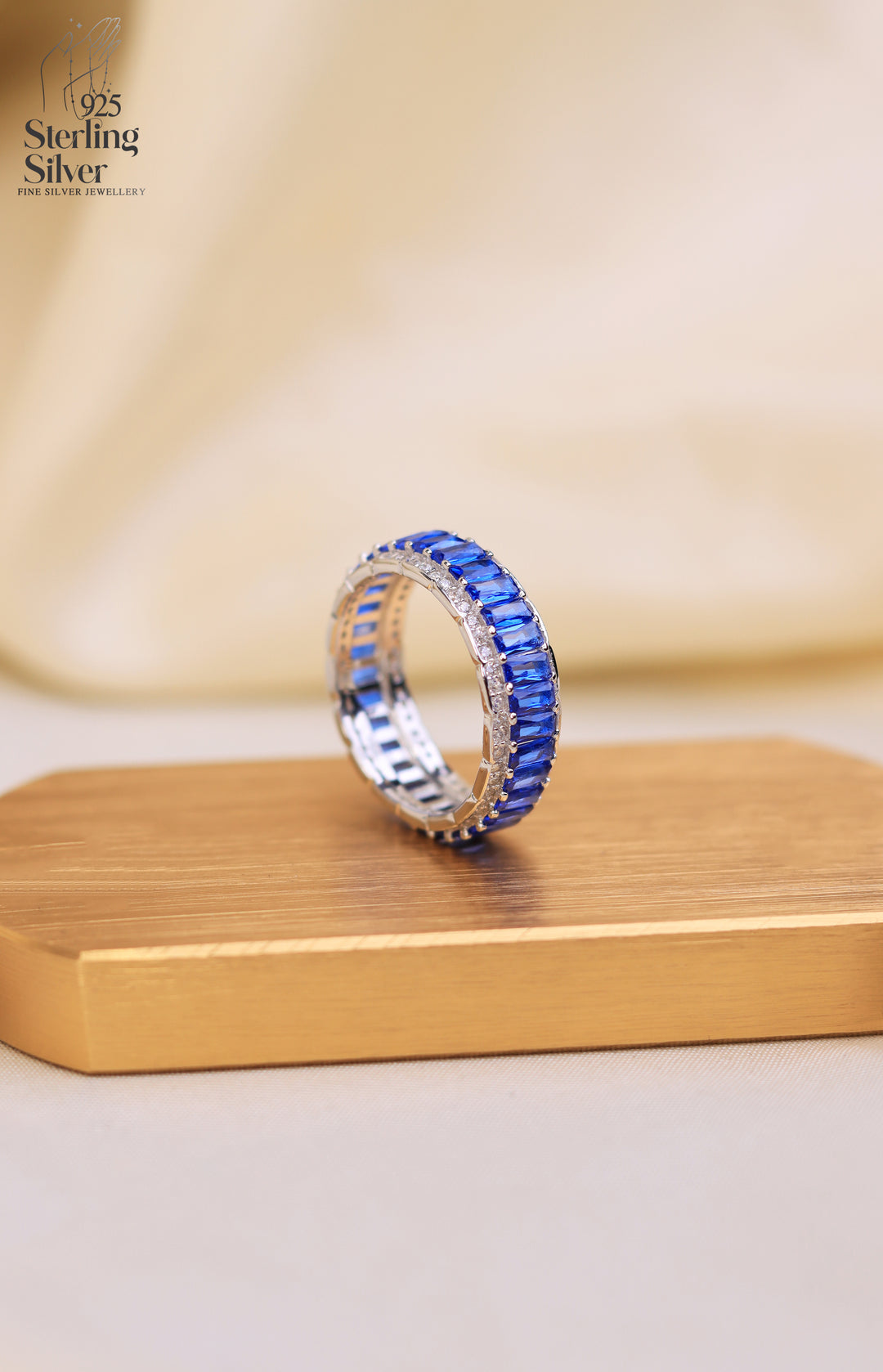 Royal Blue Sapphire 925 Sterling Silver Band Ring