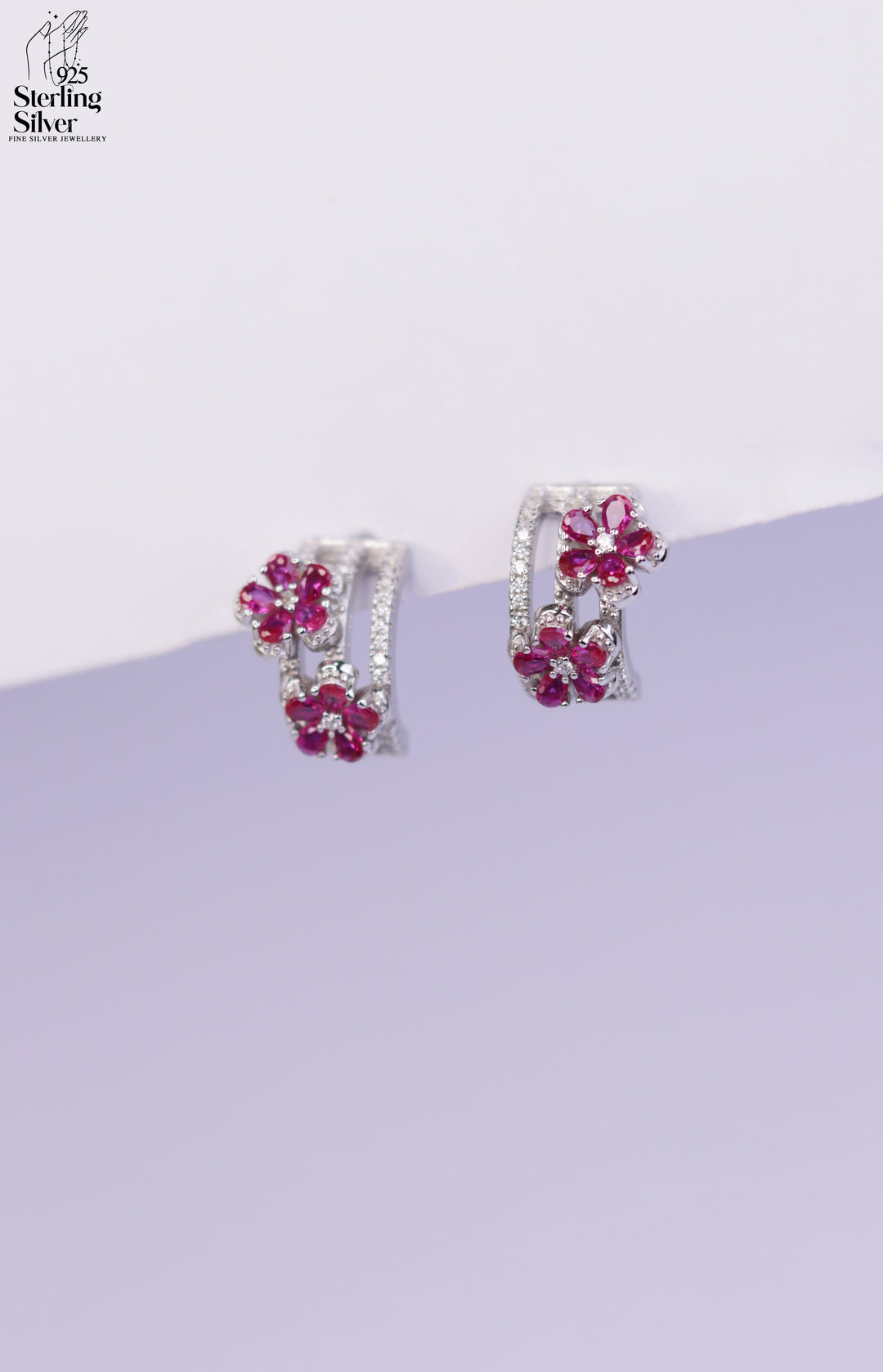 Floral 925 Sterling Silver Pendant Set