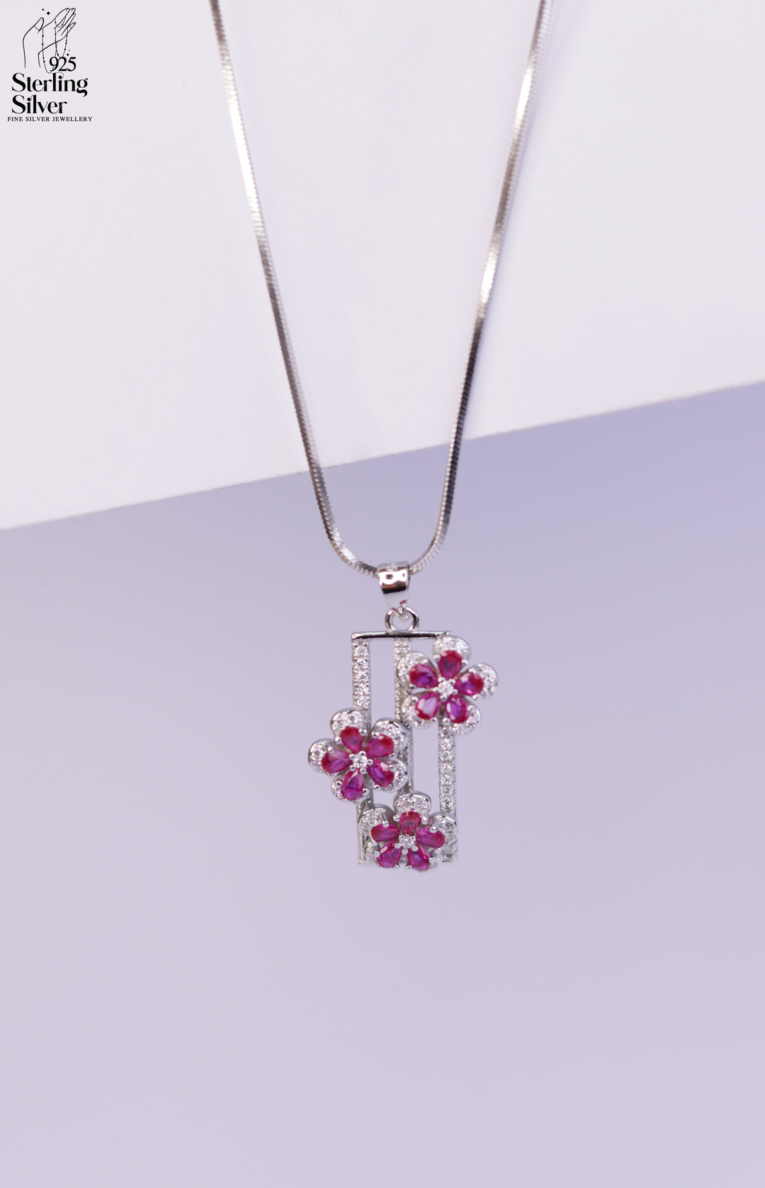 Floral 925 Sterling Silver Pendant Set