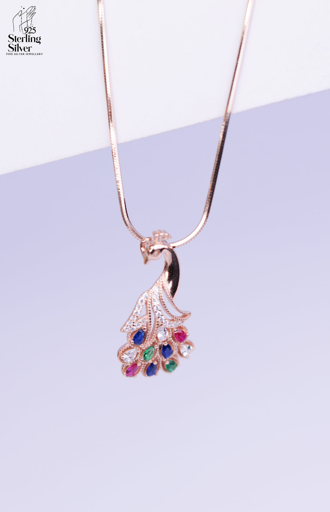 Fluttering Peacock 925 Sterling Silver Pendant Set