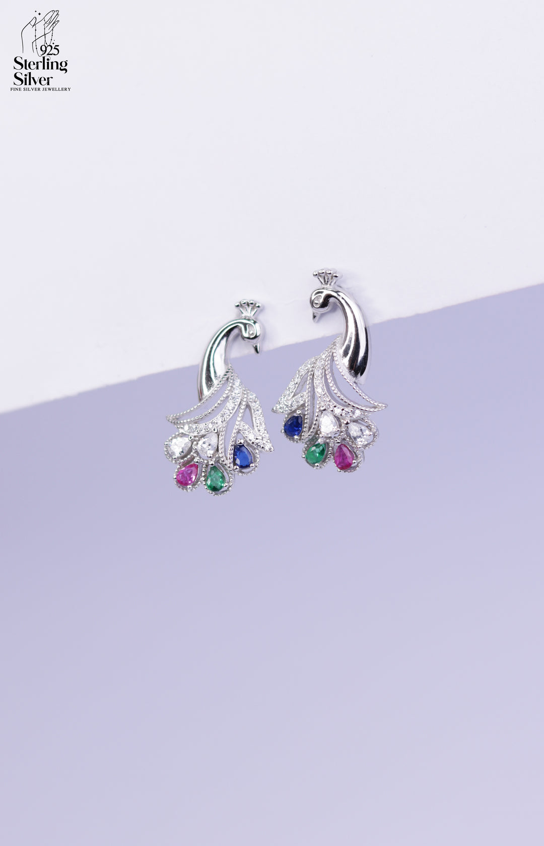 Fluttering Peacock 925 Sterling Silver Pendant Set
