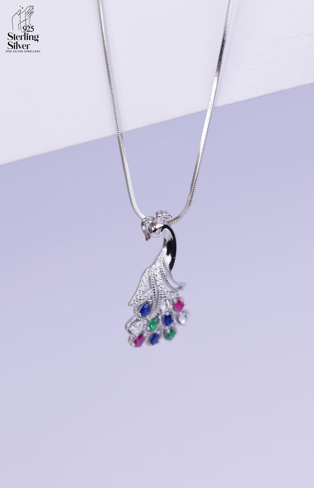 Fluttering Peacock 925 Sterling Silver Pendant Set