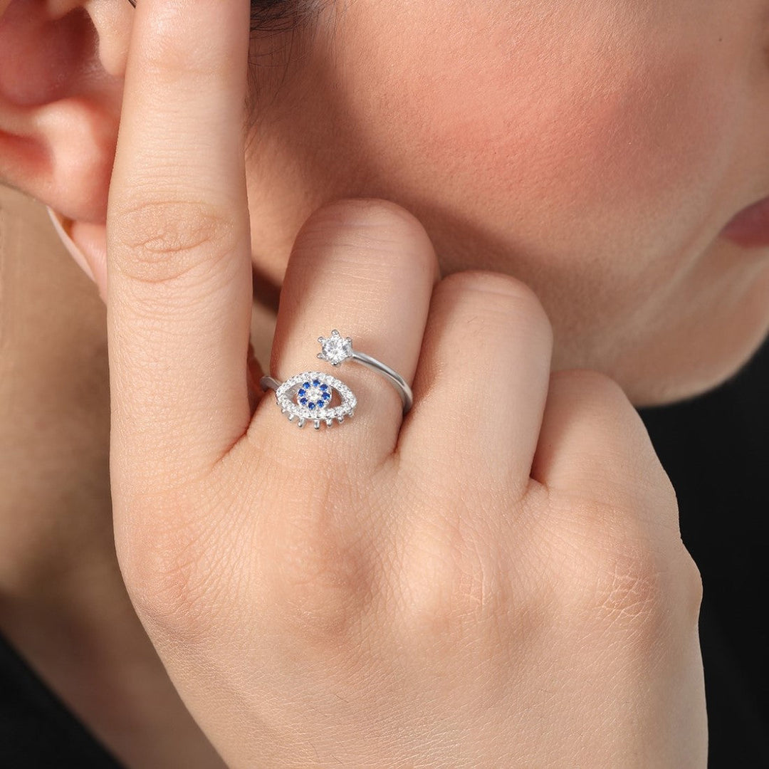 Evil Eye 925 Sterling Silver Women Ring