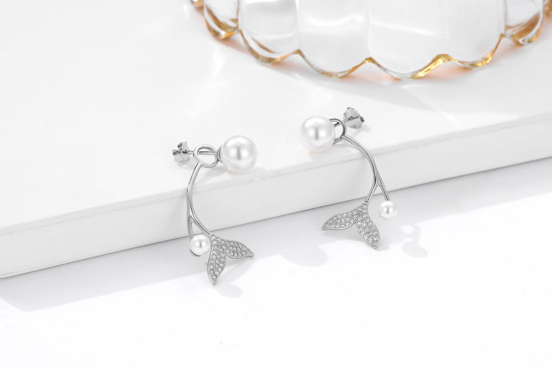Classy Pearl 925 Sterling Silver Rose Gold Earrings