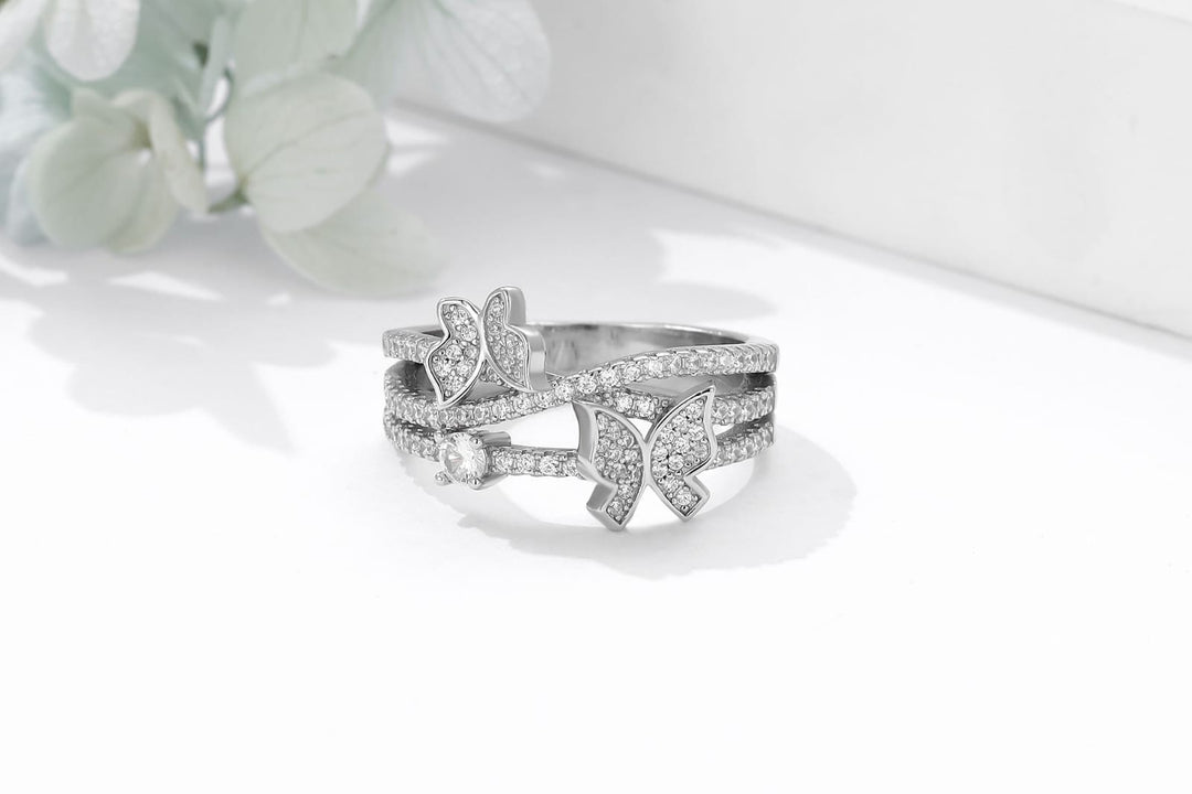 Divine Butterflies 925 Sterling Silver Women Ring
