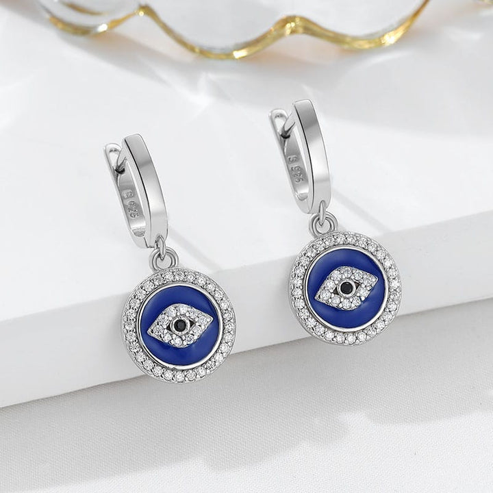 Protective Evil Eye 925 Sterling Silver Earrings