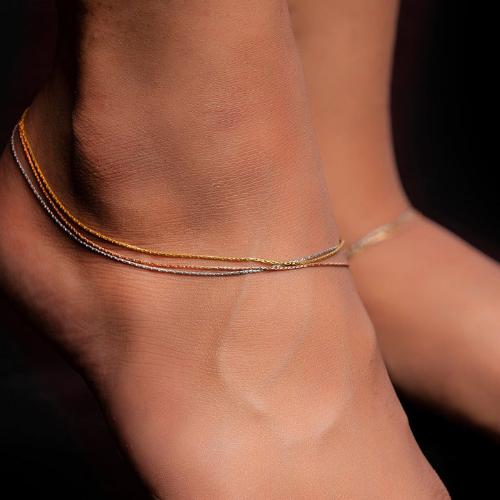 Eternal Layered Dual Tone 925 Sterling Silver Anklet