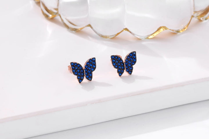 Rose Gold Butterfly 925 Sterling Silver Women Earrings