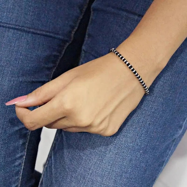 Black Beads 925 Sterling Silver Nazariya Bracelet