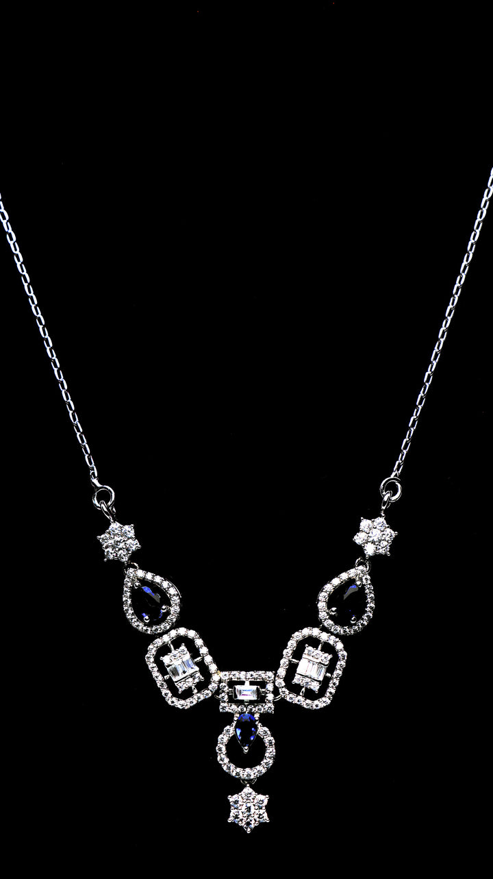 Elegant 925 Sterling Silver Necklace with Earrings