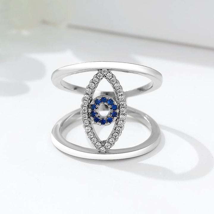 Evil Eye 925 Sterling Silver Women Cross Ring