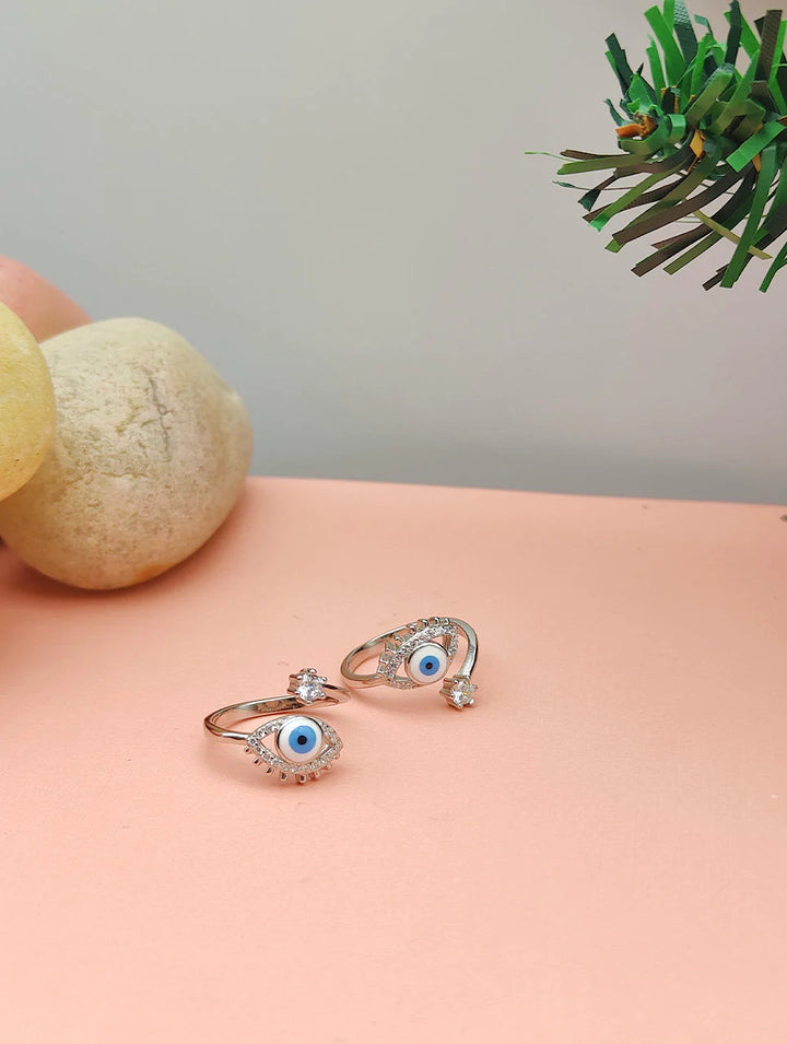 Elegant 925 Sterling Silver Women Evil Eye Toe Ring