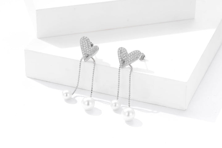 Pearl & Heart 925 Sterling Silver Earrings