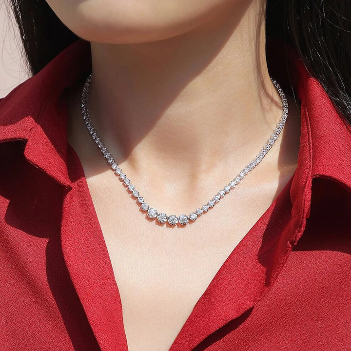 Alluring Solitaires Women 925 Sterling Silver Tennis Necklace