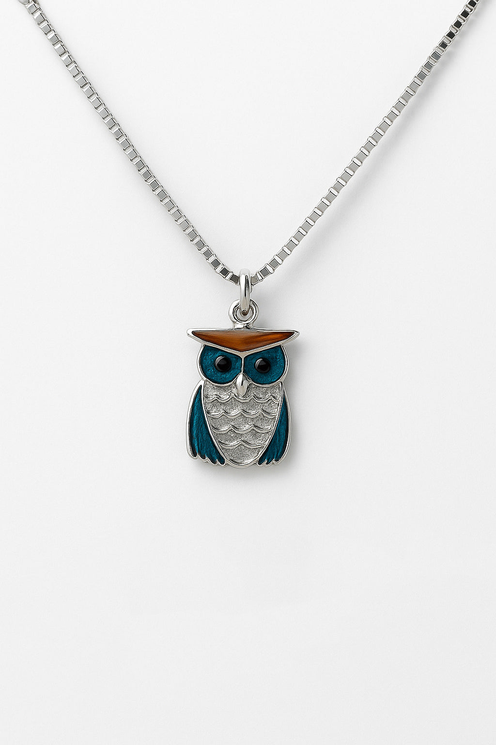 Quirky Owl 925 Sterling Silver Chain Pendant