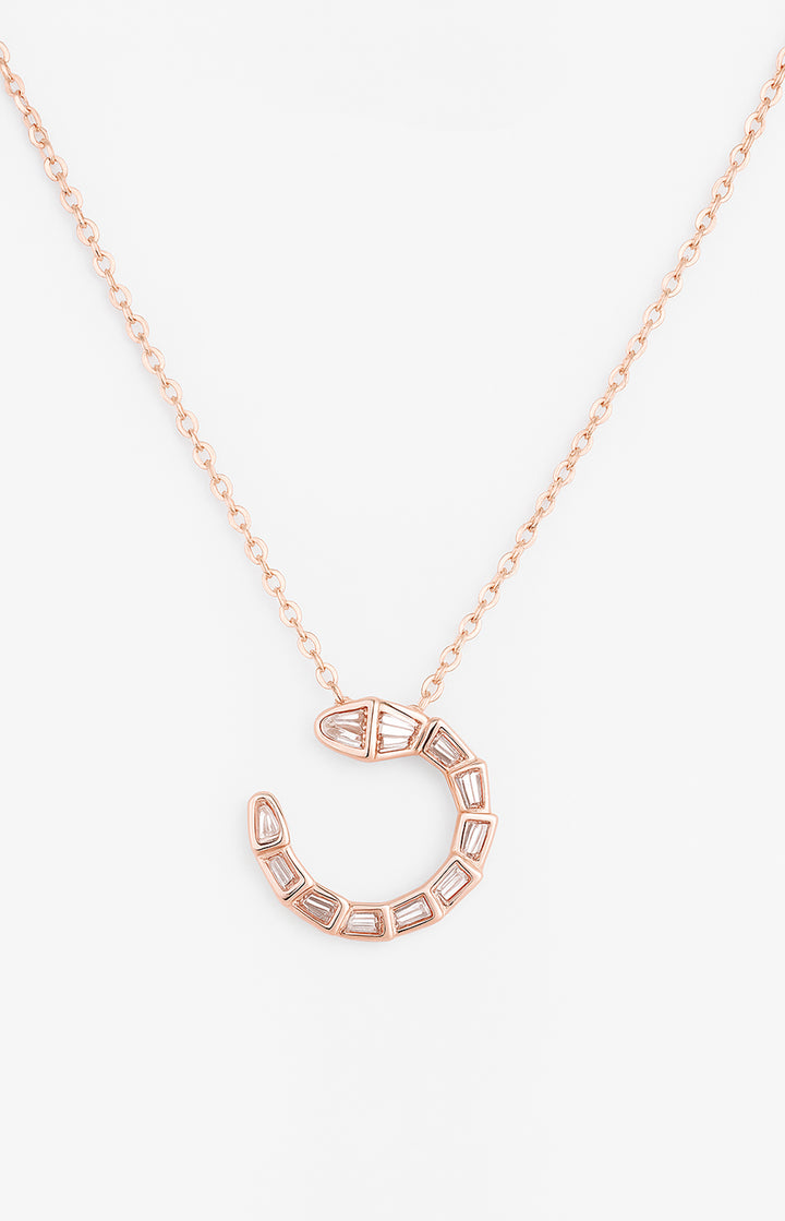 Serpentine 925 Sterling Silver Rose Gold Round Necklace