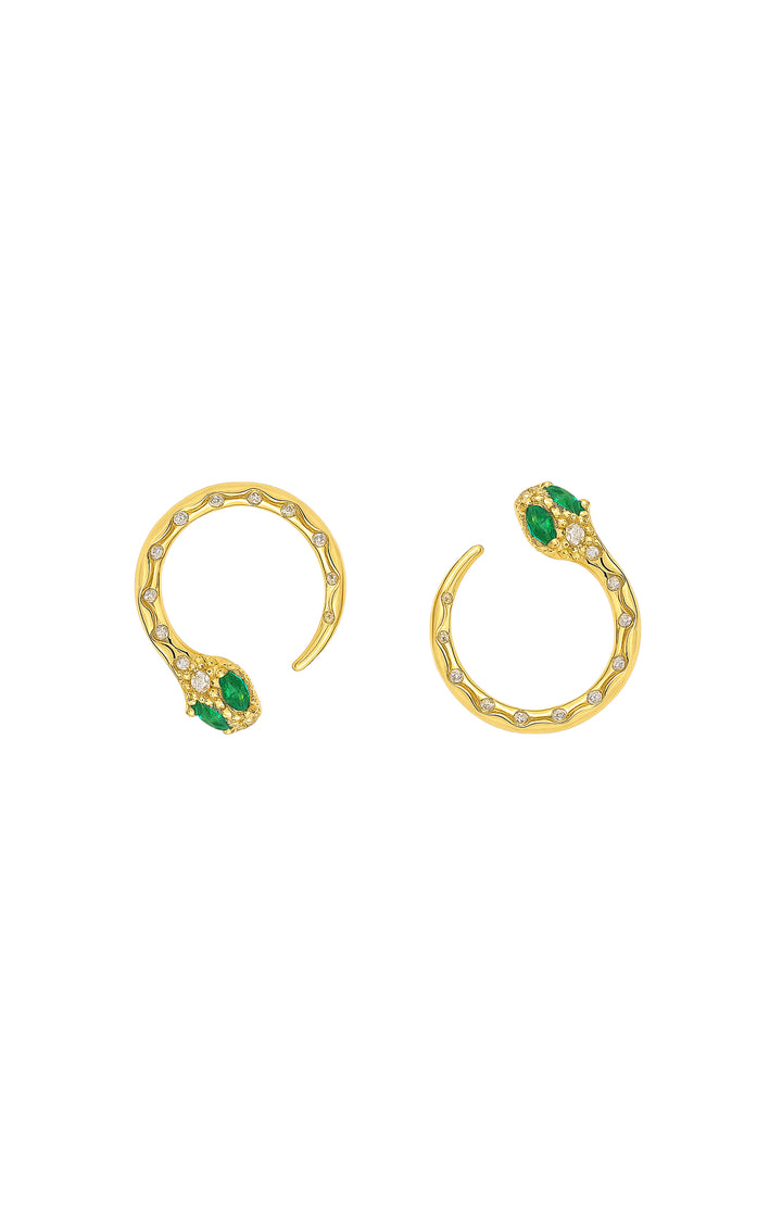 Serpentine 925 Sterling Silver Gold Earrings